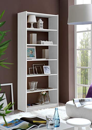 TiCAA Standregal Bücherregal Kiefer Weiß, verschied. Größen