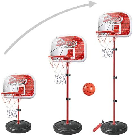 Kidoloop Basketball Hoop for Kids, Adjustable Basketball Hoop and Stand Game, Net Ball Pump Backboard, Portable Basketball Indoor Outdoor Fun Activity, Ideal Sports Gift for Children