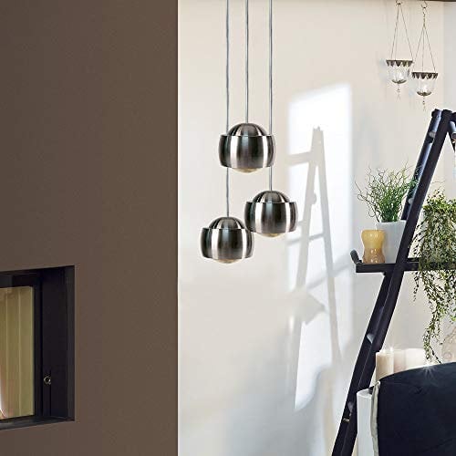 s.LUCE Beam LED Hängeleuchte mit Glaslinse Ø 12cm Hängelampe Alu-Gebürstet
