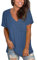 MOLERANI Damen Kurzarmhemden mit V-Ausschnitt Loose Casual Tee Sommer Tops mit Tasche (XL, Dunkelblau)
