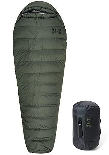AKmax Mumienschlafsack Winter Schlafsack Für Erwachsene Und Militär, Schlafsack Outdoor, 4Jahreszeiten, Ultraleichter Camping Daunenschlafsack -13-23℃