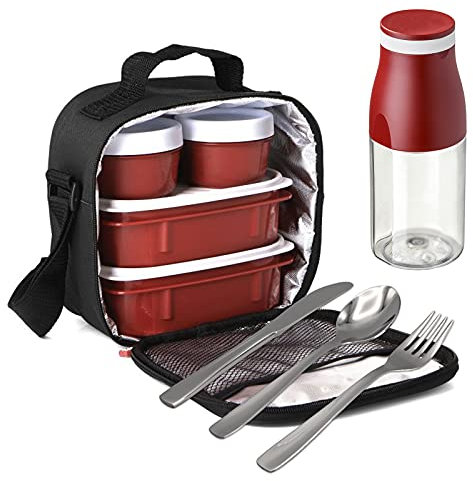 PracticFood Kit Urban Food Casual - Bolsa Térmica Porta Alimentos con Tapers Herméticos (Black Plus)
