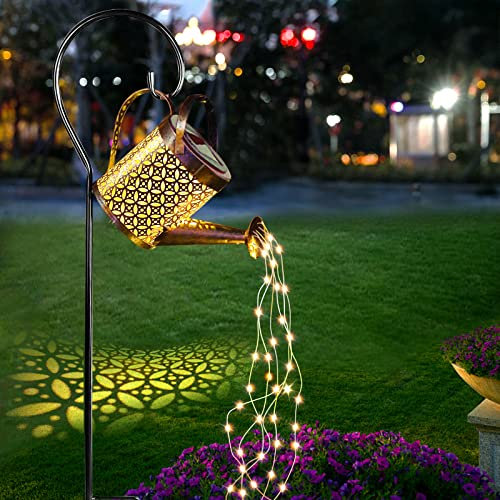 Ledeak Luces Solares Para Regadera Al Aire Libre, Luces Decorativas de Jardín con Soporte, Impermeable Arte Retro Farolillo Solar Cadena de Luces para Exterior Yard Balcón Camino