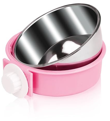 Joyoldelf Dog Bowls, 2-in-1 Pet Hanging Bowl for Crates & Cages, Removable Stainless Steel Dog Water Bowls with Plastic, Puppy Feeder Food Water Bowl for Small Dogs, Cat, Rabbit, Bird, Hamster