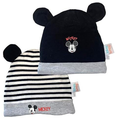 Disney Mickey Maus, Winnie Puuh Mützen Jungen / 2 er Pack - 2 Motive (DE/NL/SE/PL, Alter, 12 Monate, 24 Monate, schwarz, weiß)