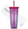 bzyoo SIP Gobelet en plastique à double paroi avec couvercle et paille - 710 ml - Réutilisable - Parfait pour le bureau, la piscine, les fêtes - Cadeau pour elle et lui - Couleur : rose et violet