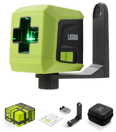 LASGOO kreuzlinienlaser grün selbstnivellierend, Laser-Kreuz vertikaler und horizontaler Linie zum Aufhängen Bildern und Bau, Magnetischer Drehständer und tragbarer Koffer im Enthalten