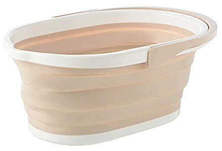 XCC Cubo plegable portátil, cubo limpio plegable, cubo de lavado plegable, cubo de almacenamiento de pesca, cubo de almacenamiento para camping, cubo de fregona de agua colgante, caqui (Color: caqui)