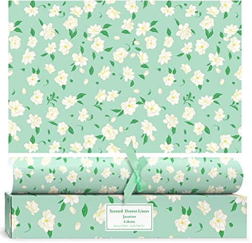 SCENTORINI Schrankpapier Jasmin Duft für Schubladen, Kommodenregal, Wäscheschrank und Kleiderschrank, 6 Blatt