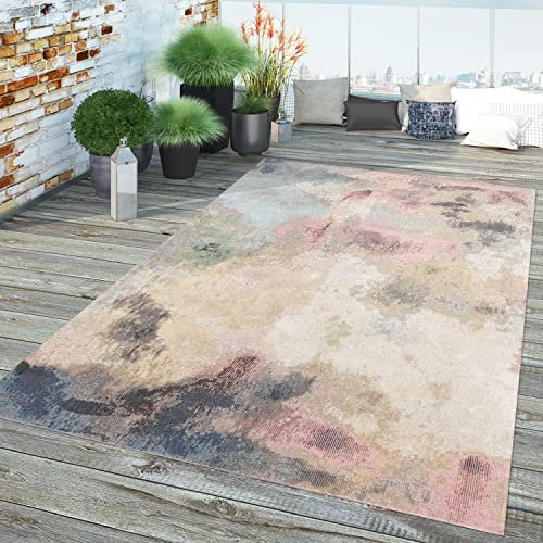 TT Home In-& Outdoor Teppich Küche Wohnzimmer Wetterfest Balkon Vintage Design Abstrakt, Farbe:Bunt 5, Größe:60x100 cm