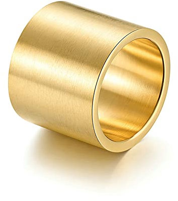 Beydodo Edelstahl Ring Männer, Ring Personalisiert Breit 19MM Bandring Partnerring Herren Ring Gold Gr.73 (23.2)