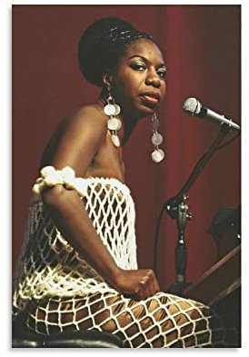 JITENG Pianisten-Sängerin Nina Simone Star Poster, Kunstdruck, Wandfoto, Farbe, Poster, hängendes Bild, Familiendekoration, 30 x 45 cm