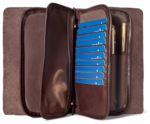 ZUOYOUZ Geldbörse Damen, Großes Portemonnaie Damen Hochformat mit Münz- und EC-Kartenfach, Leder Geldbörse Gross Viele Fächer für Damen und Herren (Dunkelbraun)