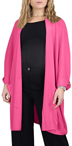 JOPHY & CO. Cardigan Donna a Maniche Lunghe con Tasche Anteriori (cod. JK) (Fucsia 28, L)