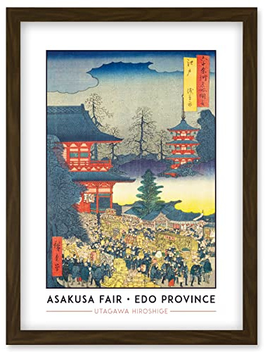 Wee Blue Coo Asakusa Fair Edo Province Utagawa Hiroshige Japanese Woodblock Classic Collection Artwork Framed Wall Art Print A4
