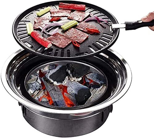 NEWCES Tragbarer Holzkohlegrill, japanischer Tischgrill, runder Grillofen, Outdoor-Barbeque-Grill for Yakiniku Robata, Yakitori, Takoyaki und BBQ