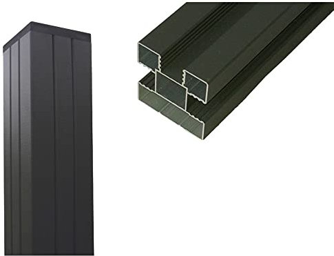 Generisch Aluminium-Zaunpfosten, Anthrazit, 68 x 68 mm, 1,4 m, Pfosten, Zaunpfosten
