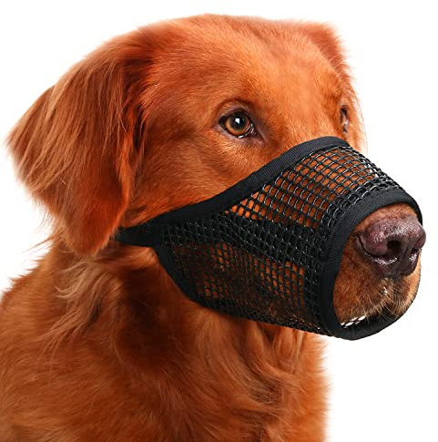 Mayerzon Maulkorb für Hunde, weicher Netz-Maulkorb für kleine, mittelgroße und große Hunde, Chihuahua, Pudel, Husky, Labrador, Retriever, atmungsaktiver Hunde-Mundschutz zum Beißen, Kauen, Pflegen,