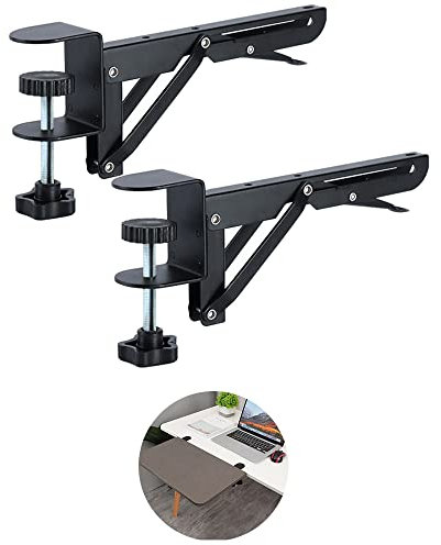 Niciksty Vassoio Ergonomico da Scrivania Estensibile Supporto Con C - Clip, Staffa Supporto Vassoio Pieghevole Tastiera per Casa e Ufficio, Nero