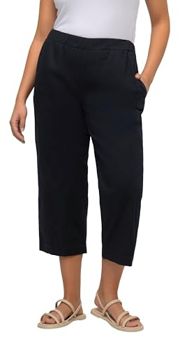 Ulla Popken Damen große Größen Übergrößen Plus Size 7/8-Hose Ruby, geformtes Knie, gerades Bein, Elastikbund Marine 54 819749130-54