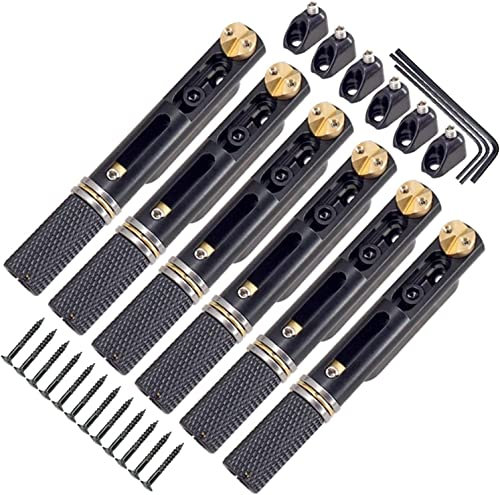 Metall 6 Saiten Sattel Headless Gitarre Bridge mit Mutter und Schraubenschlüssel für kopflose Gitarrenteile Ersatz (Schwarz)
