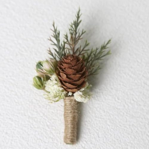 2 PC Bouquet De Fleurs Séchées Boutonnières Broches Mariage Garçons D'honneur Boutonnières Corsage Demoiselle D'honneur Fleur Décor