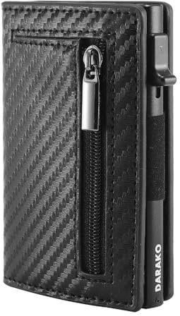 DARAKO Future Wallet mit Münzfach & RFID-Schutz - Mini Geldbörse für Herren & Damen klein - Kreditkartenetui Kartenetui - Portemonnaie Portmonee - Slim Wallet Geldbeutel (Space-Carbon)