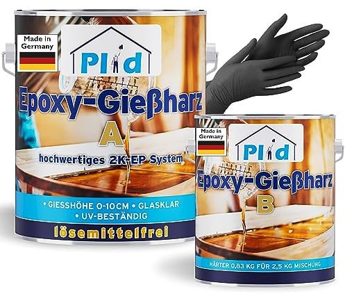 PLID Résine époxy avec durcisseur pour l'intérieur et l'extérieur - Résine de coulée pour créer des objets design individuels - Résine sans solvant - Époxy résistant aux UV et transparent - Résine