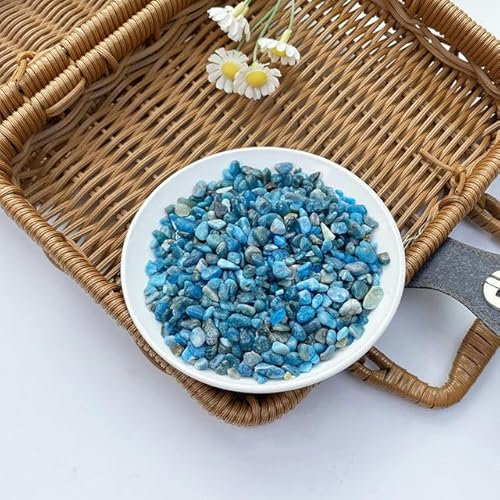 Natürliche Kristalle, echter echter Edelstein, Kies, Kieselsteine, Splitter, Stein, Reiki-Energie für spirituelle Heilung, Aquarium-Aquarium-Dekor, blauer Apatit, 100 g
