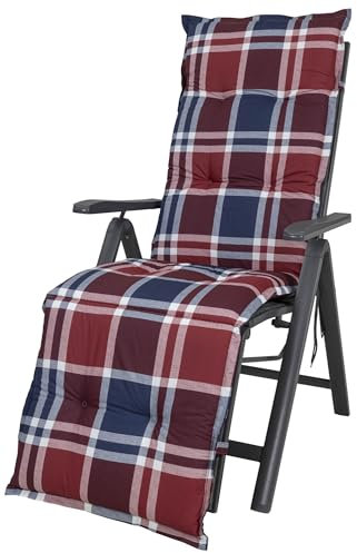 Auflage Relaxliege Naxos 10539-100 blau-rot kariert 172x50x6 cm Sun Garden
