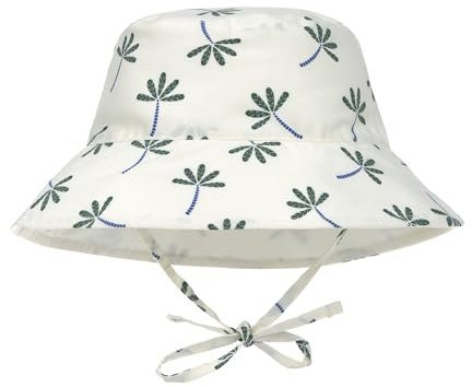 LÄSSIG Baby Kinder Sonnenhut Strandhut Sommerhut Sonnenschutz Kinderhut Babymütze wendbar atmungsaktiv UV-Schutz 80/Sun Protection Bucket Hat Palms nature, 3-6 Monate, Größe: 43/45