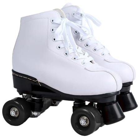 BMOZRM Doppelreihe Rollschuhe Damen Und Männer Schick Rollschuhe Vier Räder Rollerskates Draussen Sport Roll Schuhe for Erwachsene (Color : White+Black Wheel, Size : 43 EU)