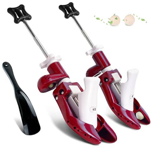 Shoe Stretcher for Men Women Thick Wide Feet, 6-Way Shoe Tree Expander Adjustable Length Width & Height, Sneakers Widener Spin Loosen Toe Box, Heel & High Instep (Red for Women's Size UK 2.5-7)