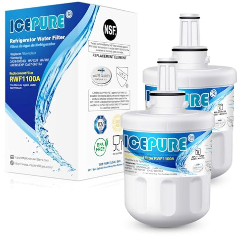 ICEPURE Kühlschrank Wasserfilter Kompatibel mit Samsung DA29-00003F, DA29-00003G, Aqua Pure Plus Hafin, DA29-00003B, DA29-00003A, DA97-06317A, RFC1100A,2 stück RWF1100A (rechnung vorhanden)