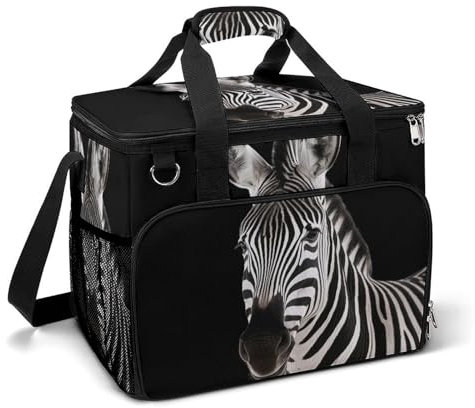 LFDSPYJE Kühltasche Isolierte Lunchtasche mit Seitentasche Zebra Große Lebensmitteltasche Wiederverwendbare Lunchbox für Camping Strand