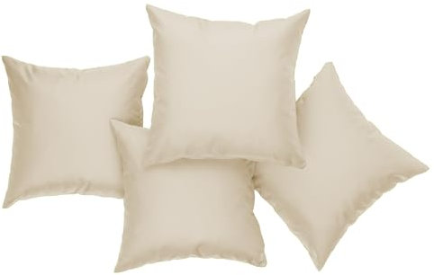 chilly pilley® Gartenkissen Wasserfest Dekokissen Set Sofakissen Rückenkissen Indoor-Outdoorkissen 4er Set 40x40 cremefarbig