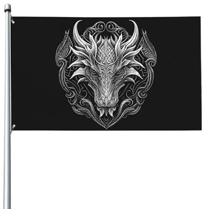 180 x 120 cm Wikinger Power Mystery Drache, Symbol der Stärke, Flagge für Haus, Rasen, hängende Dekoration, Hofbanner, Urlaub, Willkommensflaggen mit 2 Metallösen, für den Innen- und Außenbereich