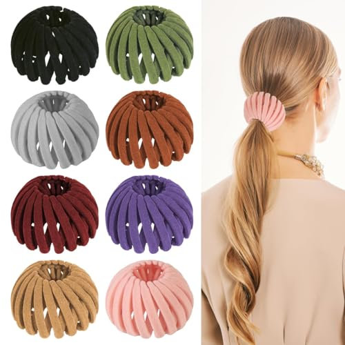 Barrettes à cheveux extensibles en nid d'oiseau, accessoires de cheveux pour femmes, porte-queue de cheval, pince à chignon pour cheveux fins, épais, fins, bouclés (D)