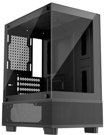 1st Player MIKU Mi2-A Micro ATX Gaming Case - Black - Panoramic tempered glass, Mesh hybrid panel for increased airflow