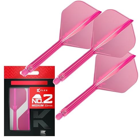 Target Darts K Flex Integrierter Dart-Flug und -Schaft, Nr. 2 Rosa (Mittel) | 3er-Pack K-Flex - Nr. 2, Kflex Precision Moulded 2-In-1 Dart Flights and Dart Stem | Professionelles Dartzubehör