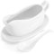 Gravy Boat with Saucer Stand,Ceramic Sauce Boat with Tray,200ml Ceramic Gravy Boat Set with Depth Spoon,Drip-Free Spout Serveware for Sauces, Salad Dressings