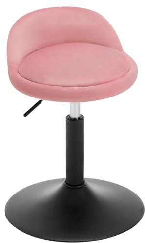 WOLTU Schminkstuhl, Hocker höhenverstellbar, Bürohocker drehbar, Esszimmerstuhl, Küchenhocker, Drehhocker, Schminkhocker, Samt, 42,5-58 cm, für Wohnzimmer Schlafzimmer,Rosa,BH424rs-1