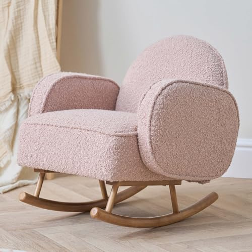 Tutti Bambini Micah Mini Me Kids Rocking Chair - Blush | Toddler rocking chair with rounded backrest and wooden rocking base, suitable for children aged 3-6 years.