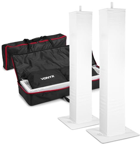 VONYX 2x DJ Plinths with Folding Baseplates, Adjustable Moving Head Podiums, DJ Light Stands, Lighting Podium Set, Lycra Covers Included, Speaker Mount for Events & Stages