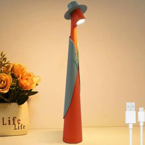 LOGT LED Tischlampe Kabellos Dimmbare mit Touch Control Lampe Tisch Leuchte Akku Aufladbar Tischleuchte mit Batterie Wiederaufladbar Schreibtischlampe Innen Tragbare Acryl Nachtlampe Design,Orange