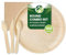 Eco Leaf 500pcs Disposable Palm Leaf Plates, Wooden Cutlery Set, Brown Napkins – 100 Large Round Plates, 100 Forks, Knives, and Spoons, 100 Brown Napkins – Eco-Friendly, Suitable for Parties