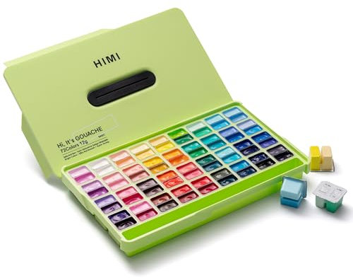 HIMI Twin Cup Jelly Gouache Paint Set, 72 Colors 12g, Jelly Cup Design, Non Toxic Paint for Canvas and Paper, Art Supplies for Professionals