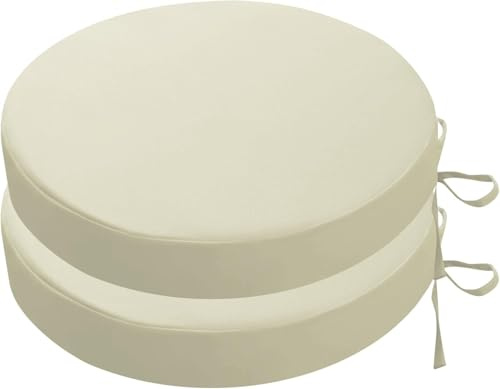 HKJGNH Lot de 2/4 Galette de Chaise Ronds d'extérieur de Jardin Imperméables avec Attaches - 40/45/35cm Carrés Coussins de Siège épaisseur 5cm for Patio, Cuisines, Salle à Manger(Beige,40x5cm(2pcs))