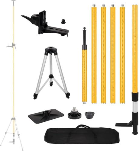 Mountlaser Teleskop-Lasernivellierstange mit Stativ, bis zu 4,2 m ausziehbar, mit 1/4-Zoll x 20-Zoll-Laserhalterung, inklusive 5/8-11 Adaptermutter