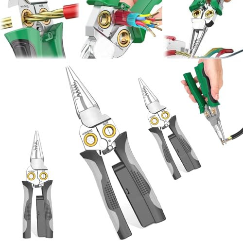 8 in 1 Abisolierzange mit Strommessung, 8 in 1 Multifunktions-Abisolierzange, hochpräzise Wickeldraht-Handwerkzeuge für Elektriker, Drahtkabelschere(Grau)